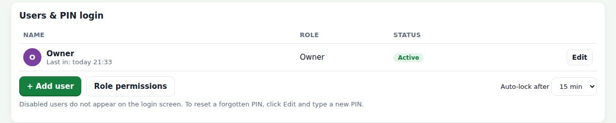 Users and PIN login