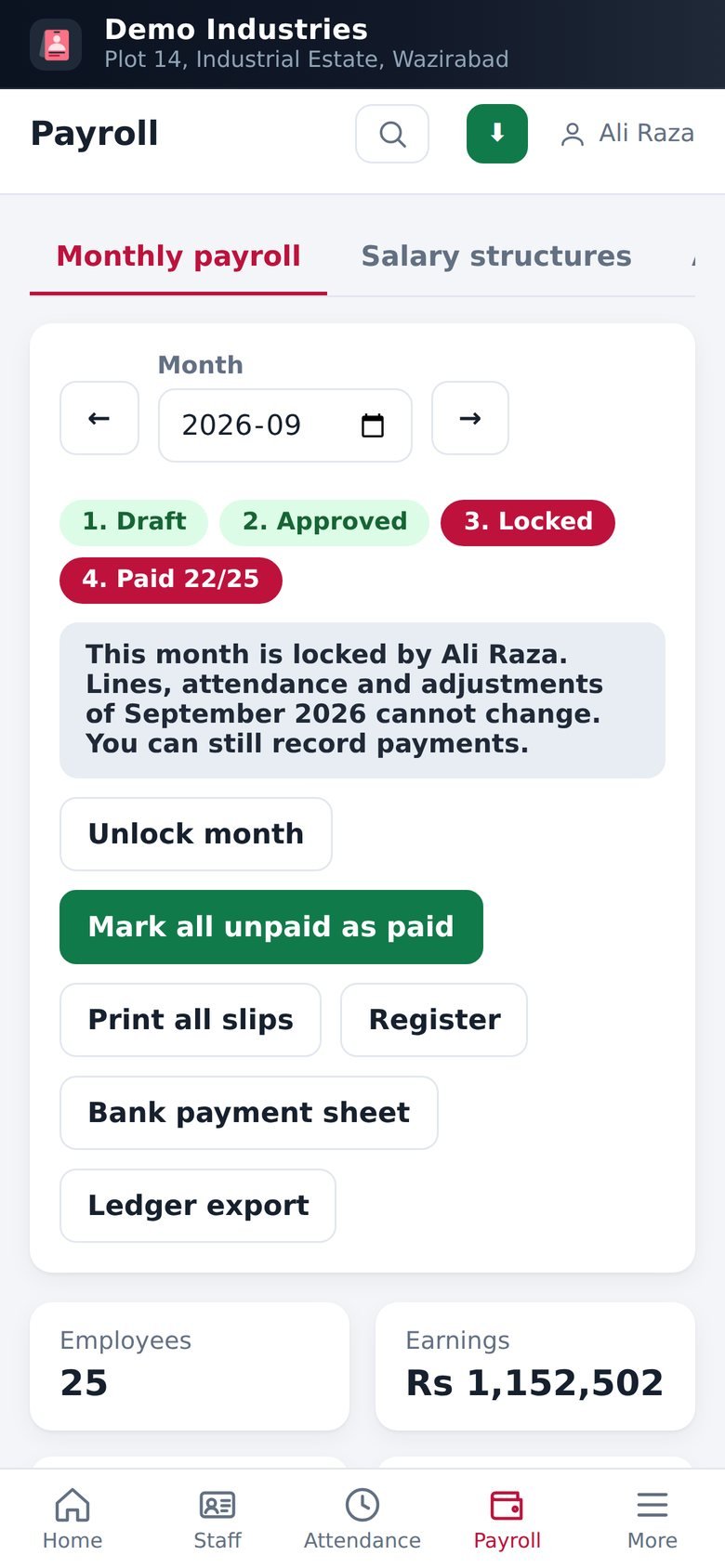 Payroll on phone