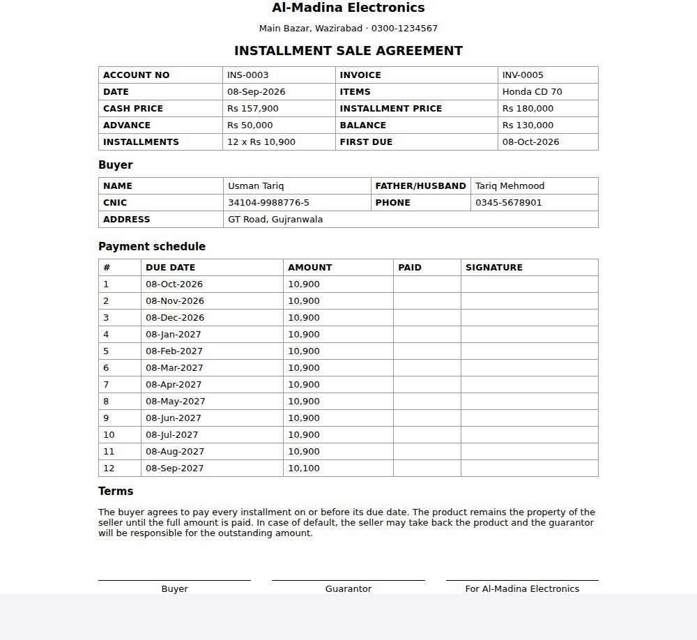 A4 installment agreement