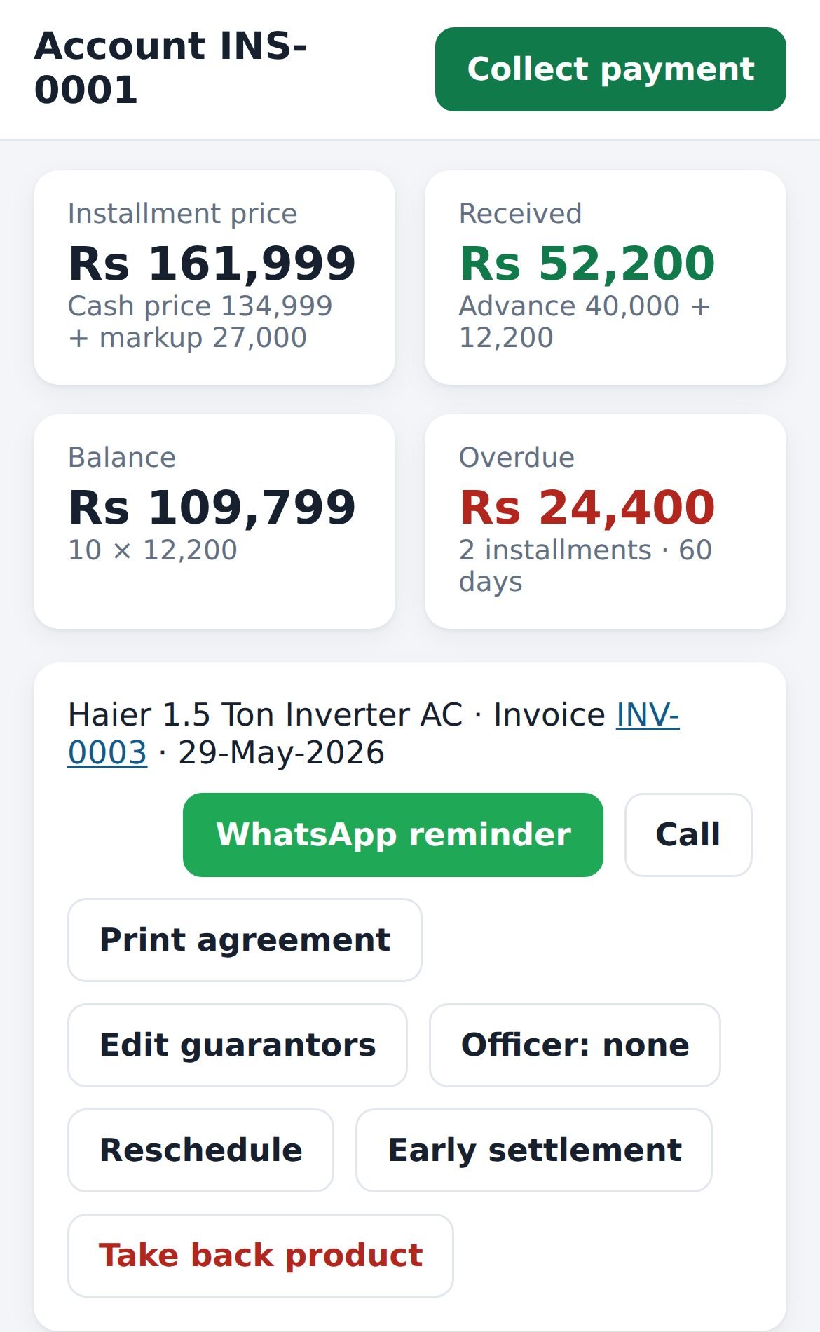 Installment plan on a phone