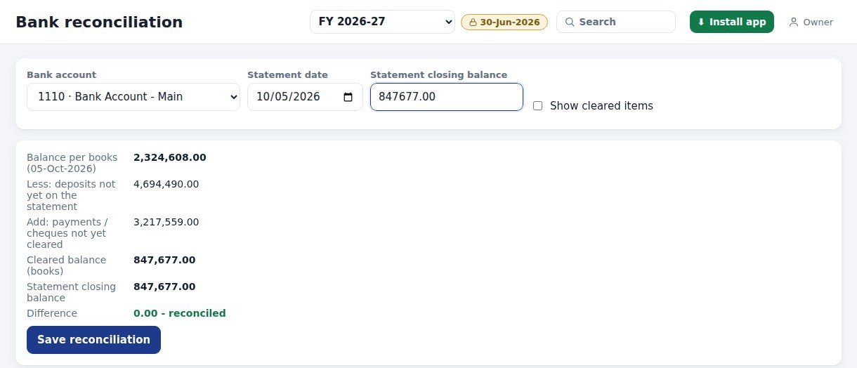 Bank reconciliation
